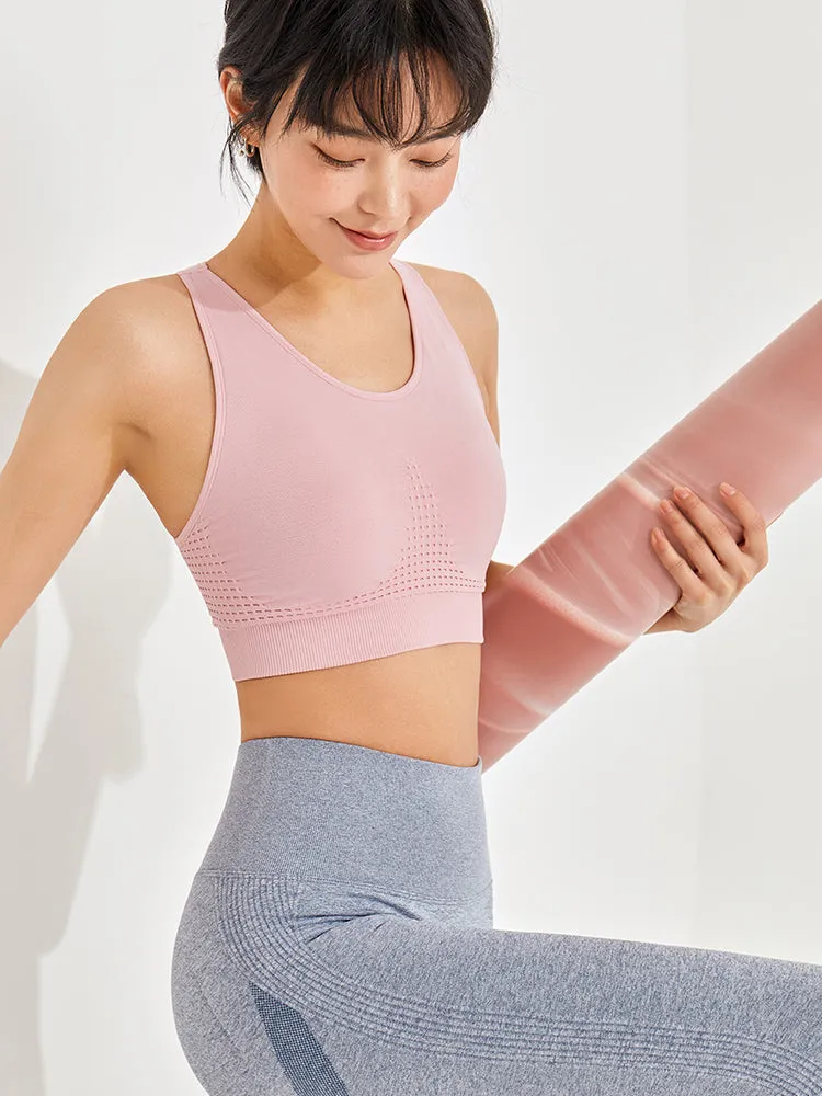 メッシュ素材の美背中ス トップス スポーツブラ