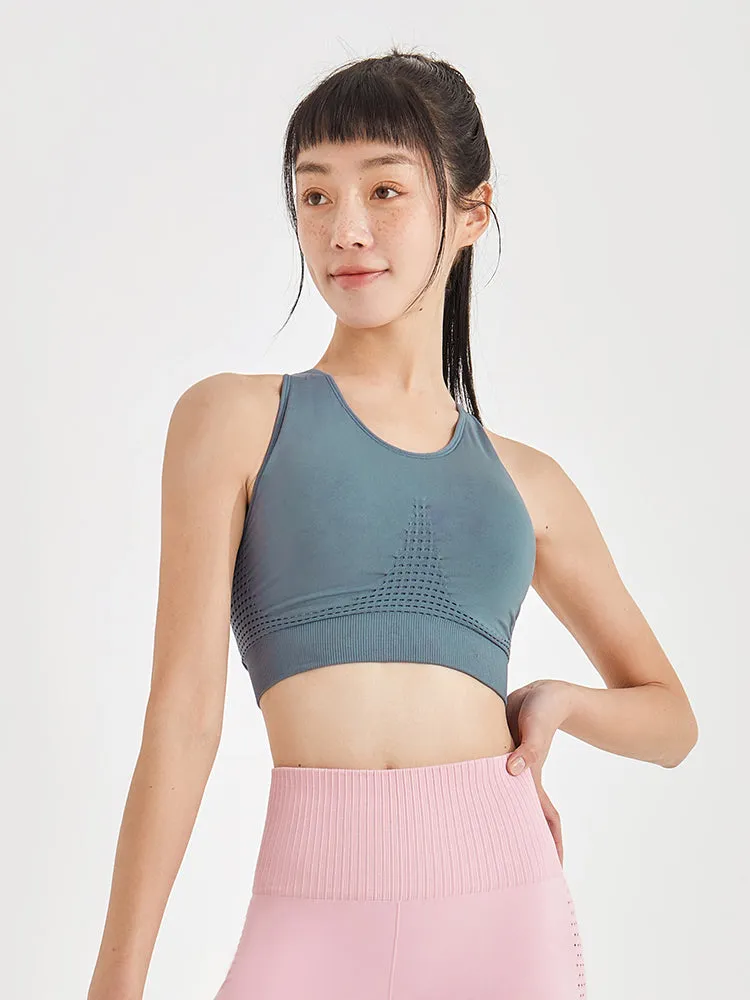 メッシュ素材の美背中ス トップス スポーツブラ
