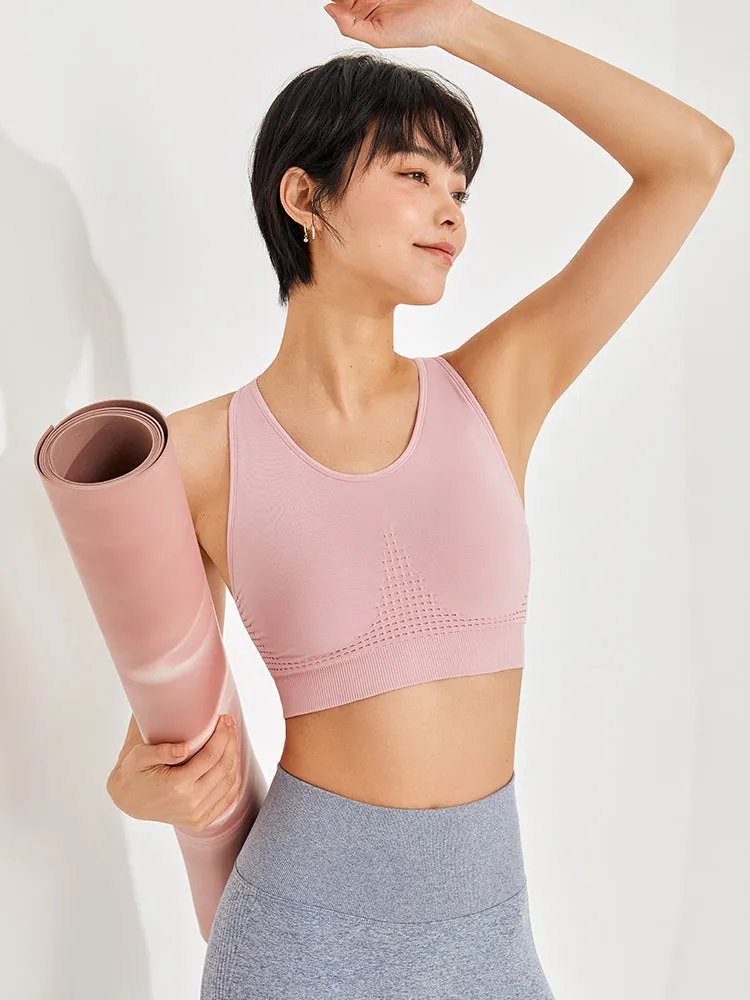 メッシュ素材の美背中ス トップス スポーツブラ