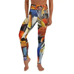 Abstract Wine and Roses - Yoga Leggings