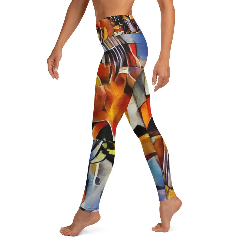 Abstract Wine and Roses - Yoga Leggings