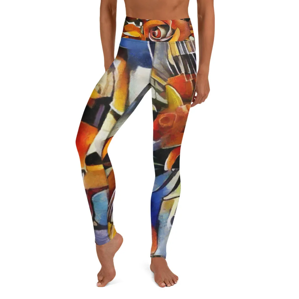 Abstract Wine and Roses - Yoga Leggings