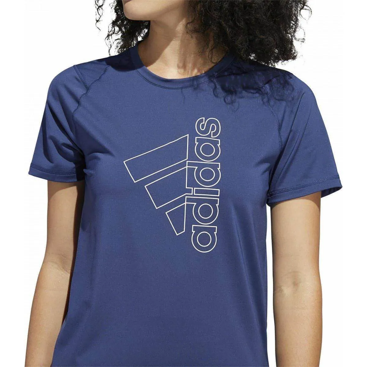 adidas Tech Badge of Sport Short Sleeve Womens Training Top - Blue
