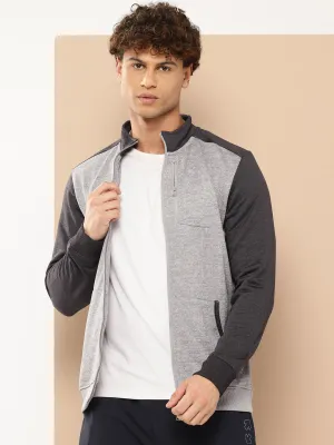 Alcis Men Grey Black Colourblocked Running Bomber Jacket