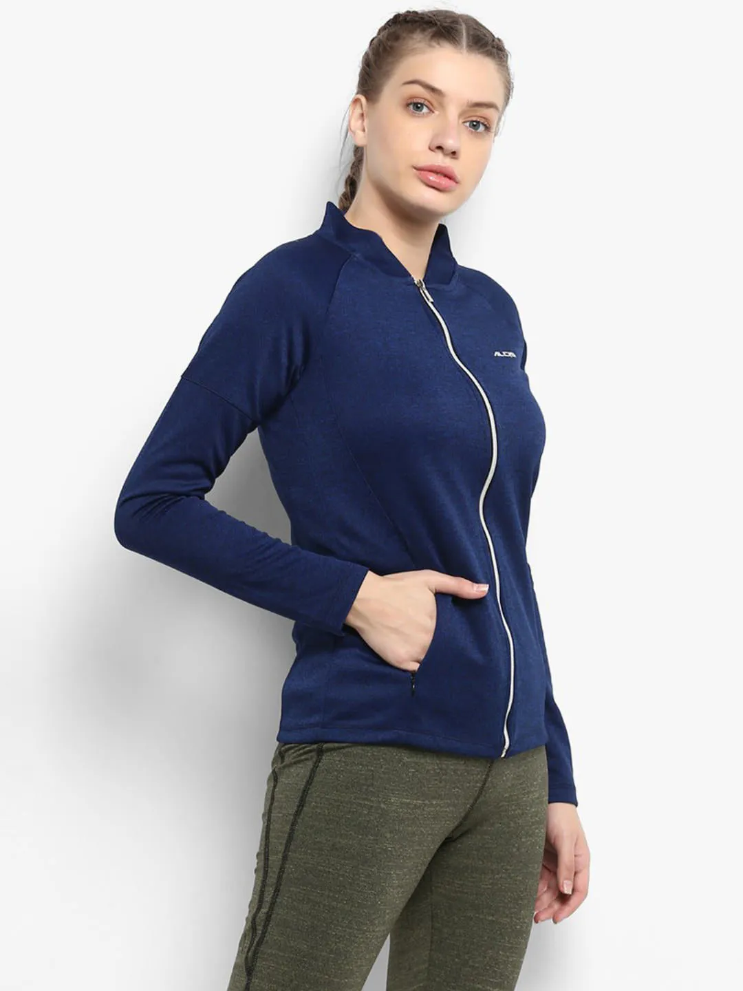 Alcis Women Navy Blue Solid Jackets
