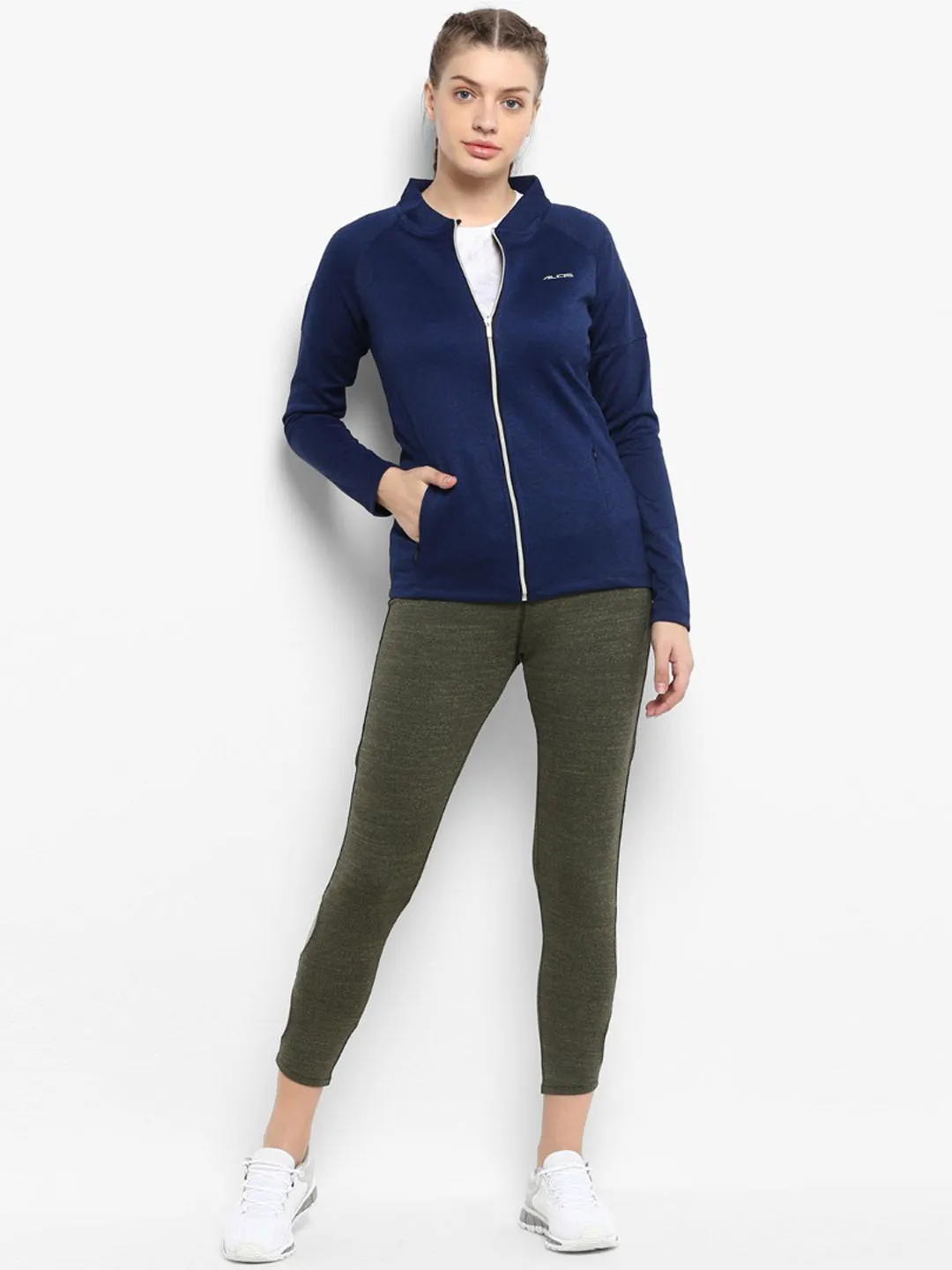 Alcis Women Navy Blue Solid Jackets