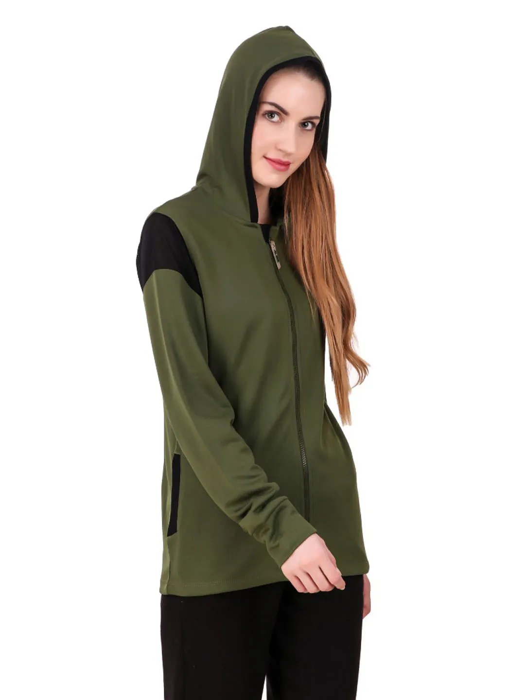 Alcis Women Olive Solid Jackets