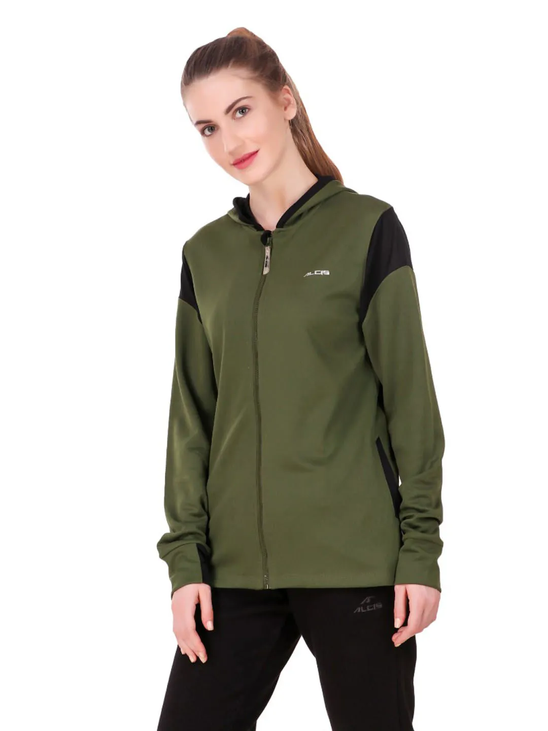 Alcis Women Olive Solid Jackets