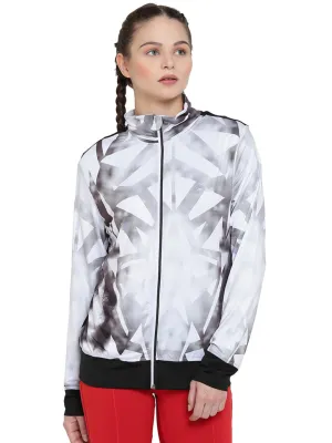 Alcis Women White Printed Sporty Jacket ALWJA157473