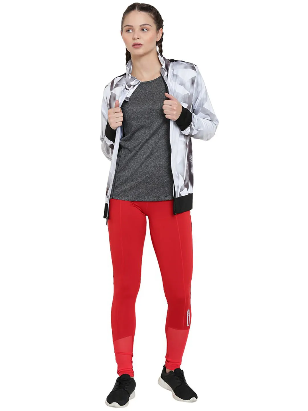 Alcis Women White Printed Sporty Jacket ALWJA157473
