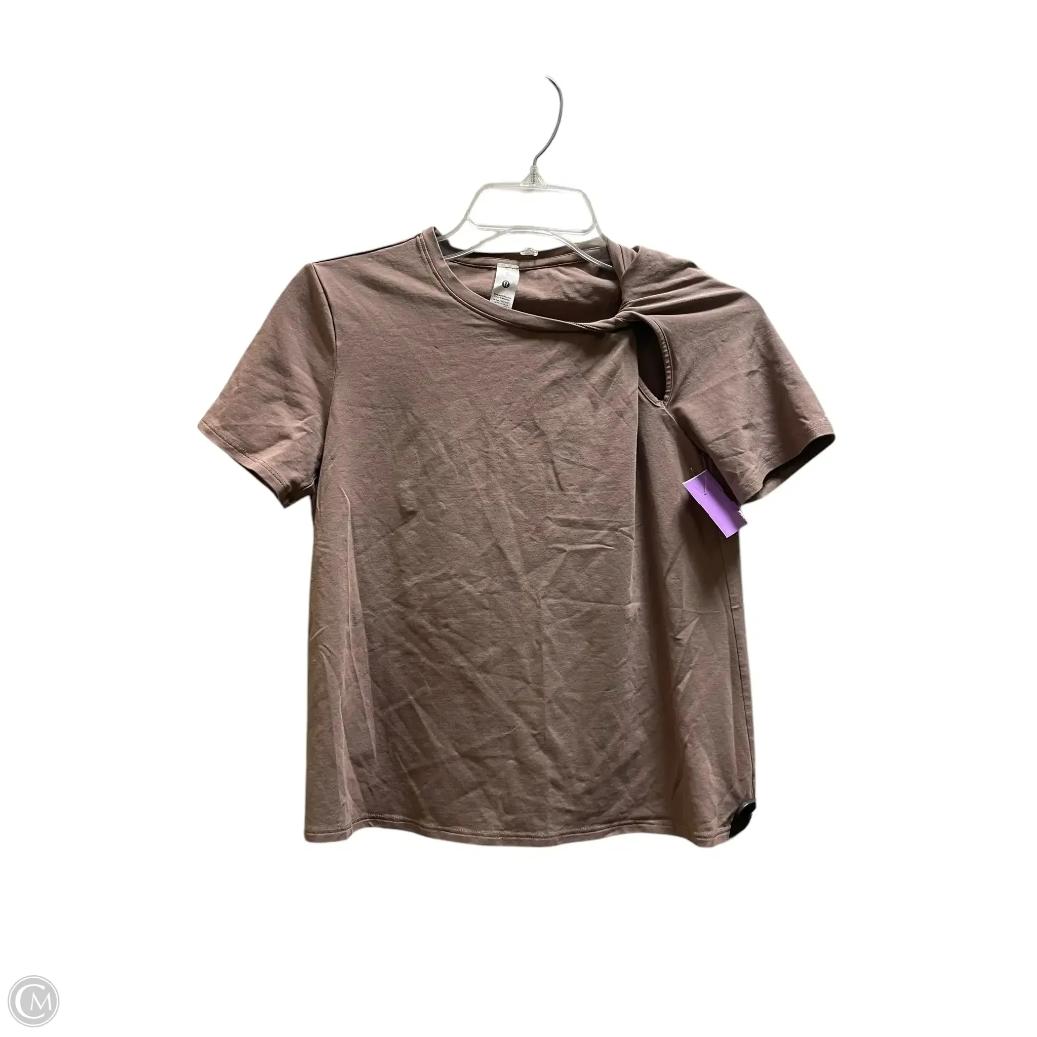 Athletic Top Short Sleeve By Lululemon In Tan, Size: Xs