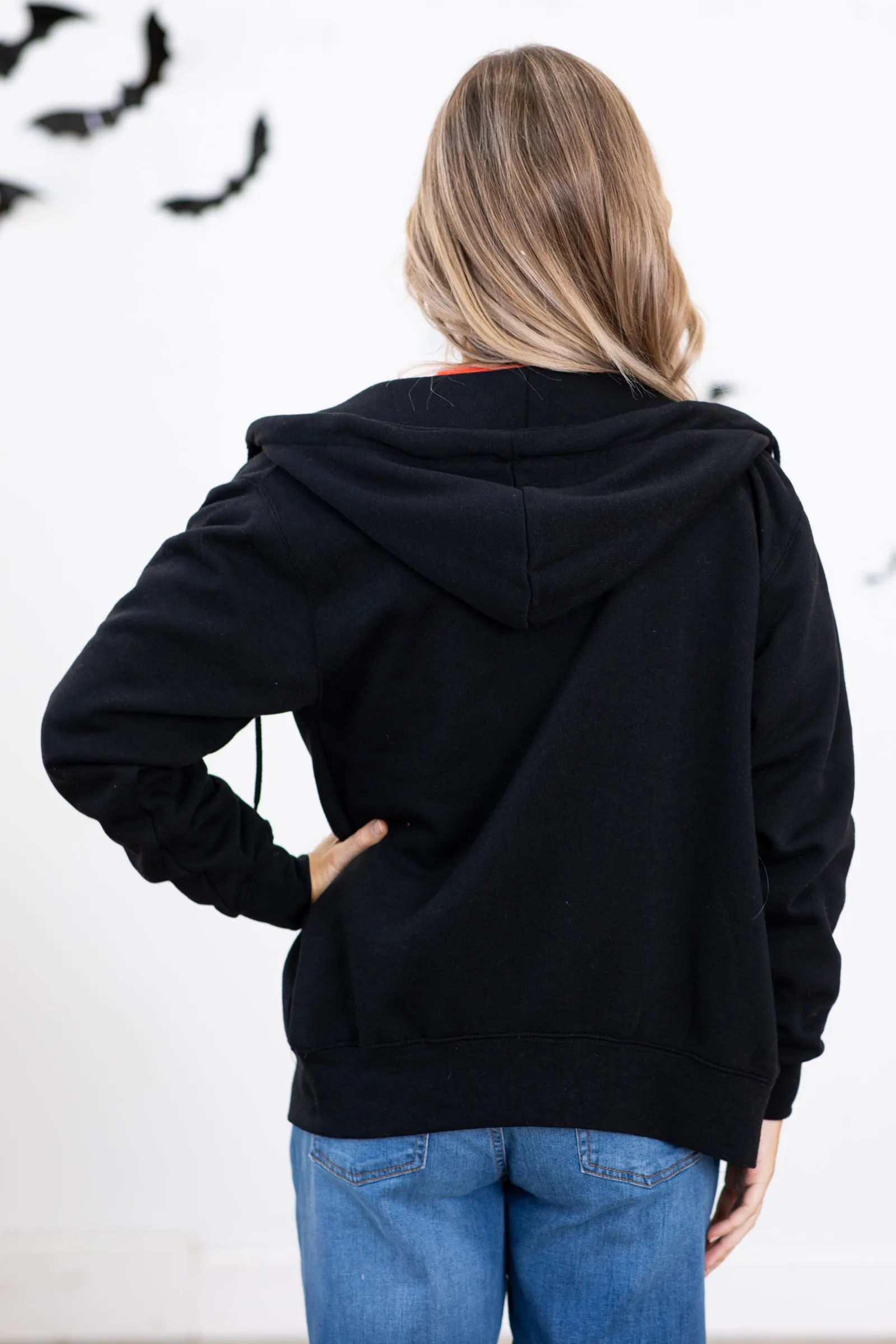 Black Boyfriend Fit Full Zip Hoodie