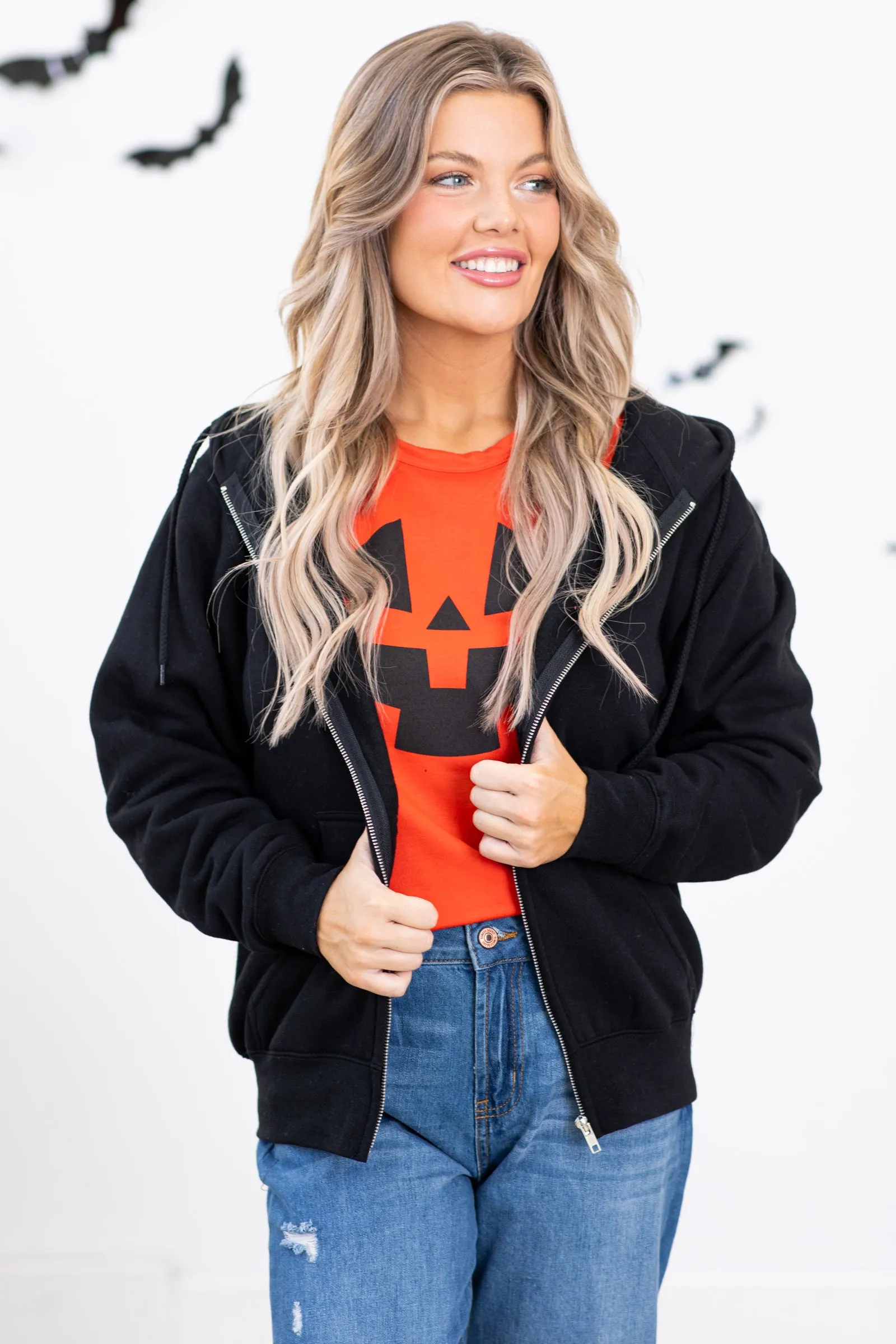Black Boyfriend Fit Full Zip Hoodie