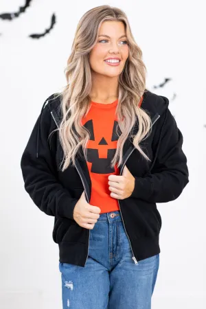 Black Boyfriend Fit Full Zip Hoodie