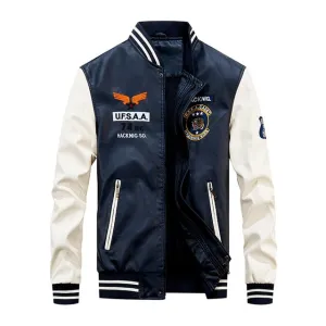Bomber Pu Leather Jacket Men Coat
