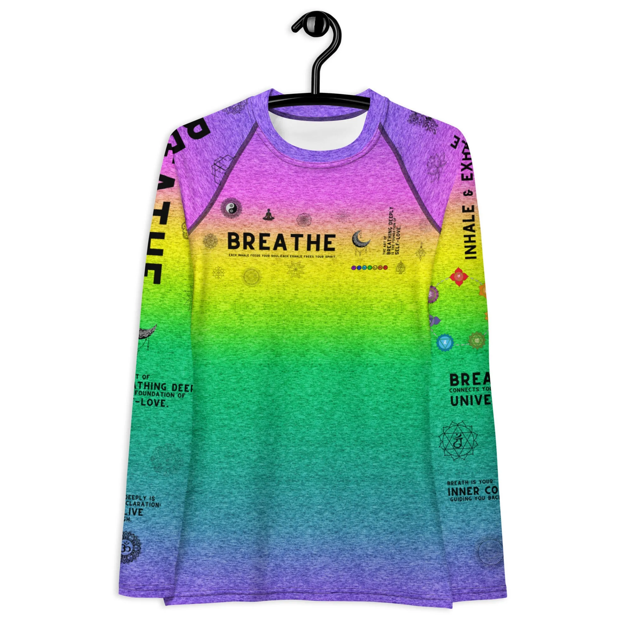 Breathe Inhale Exhale | Colorful | Women's Rash Guard
