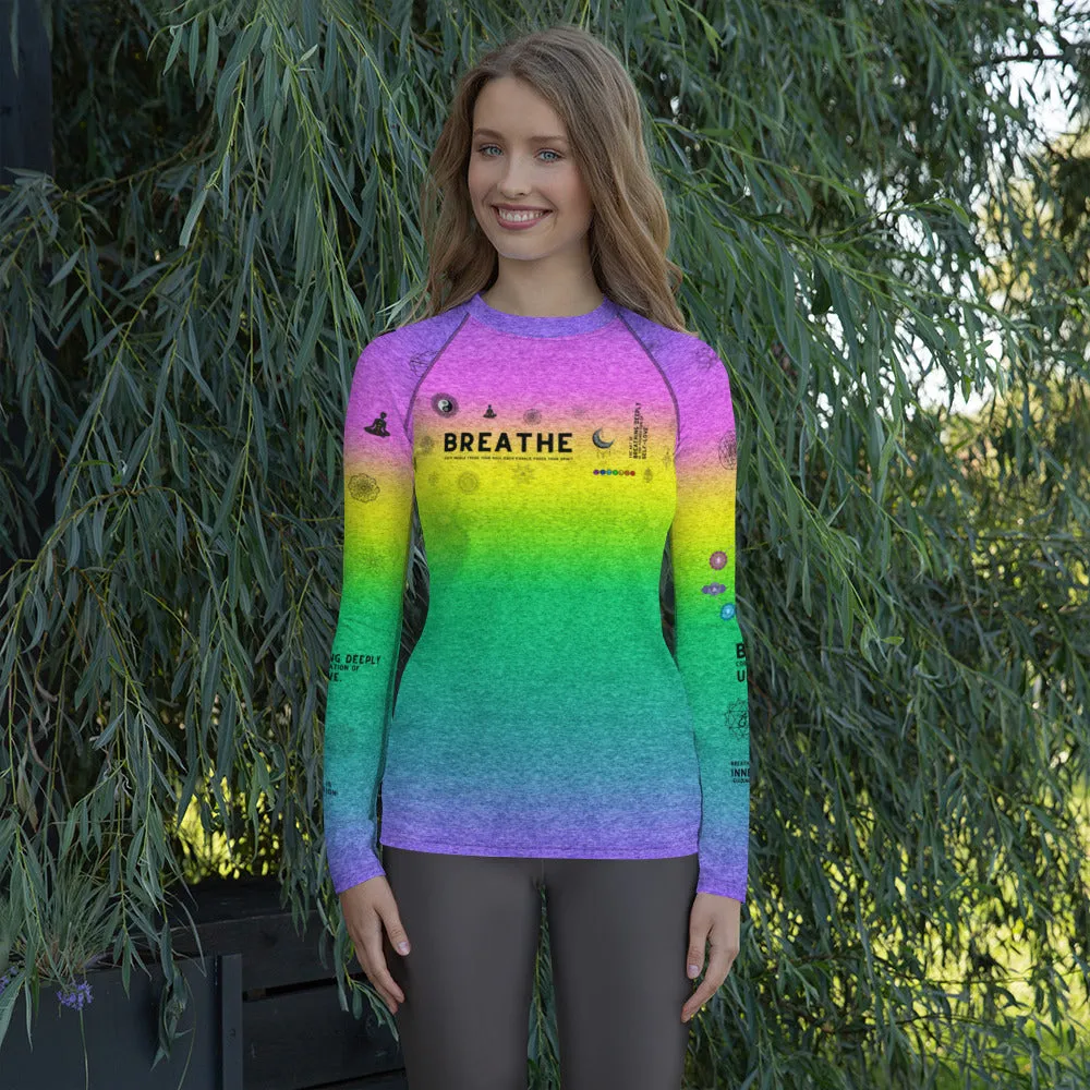 Breathe Inhale Exhale | Colorful | Women's Rash Guard