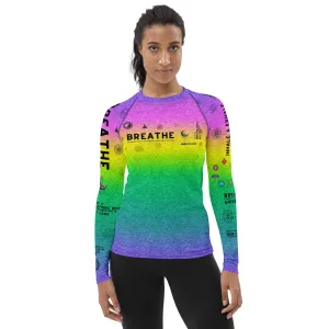 Breathe Inhale Exhale | Colorful | Women's Rash Guard