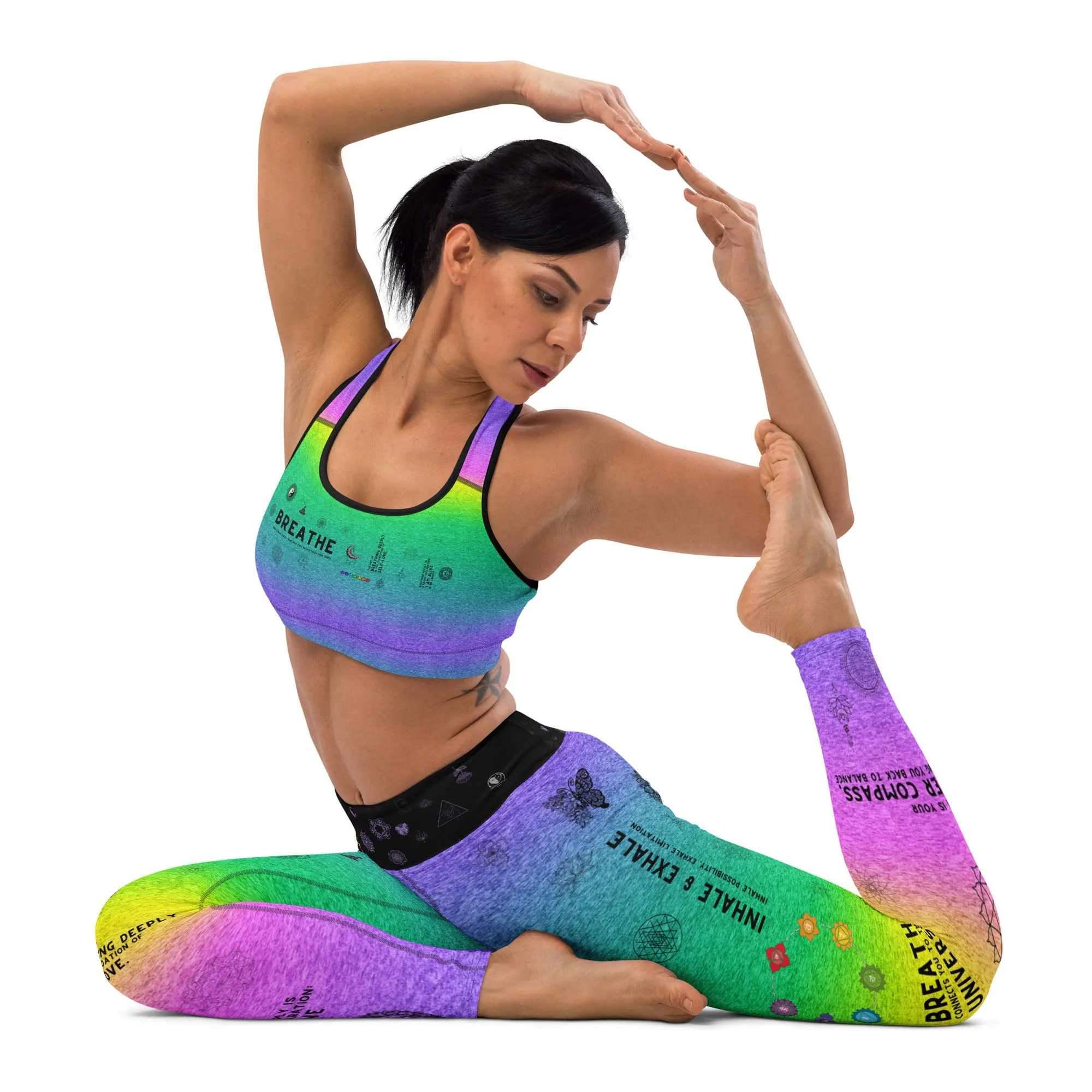 Breathe Inhale Exhale | Colorful | Women's Rash Guard