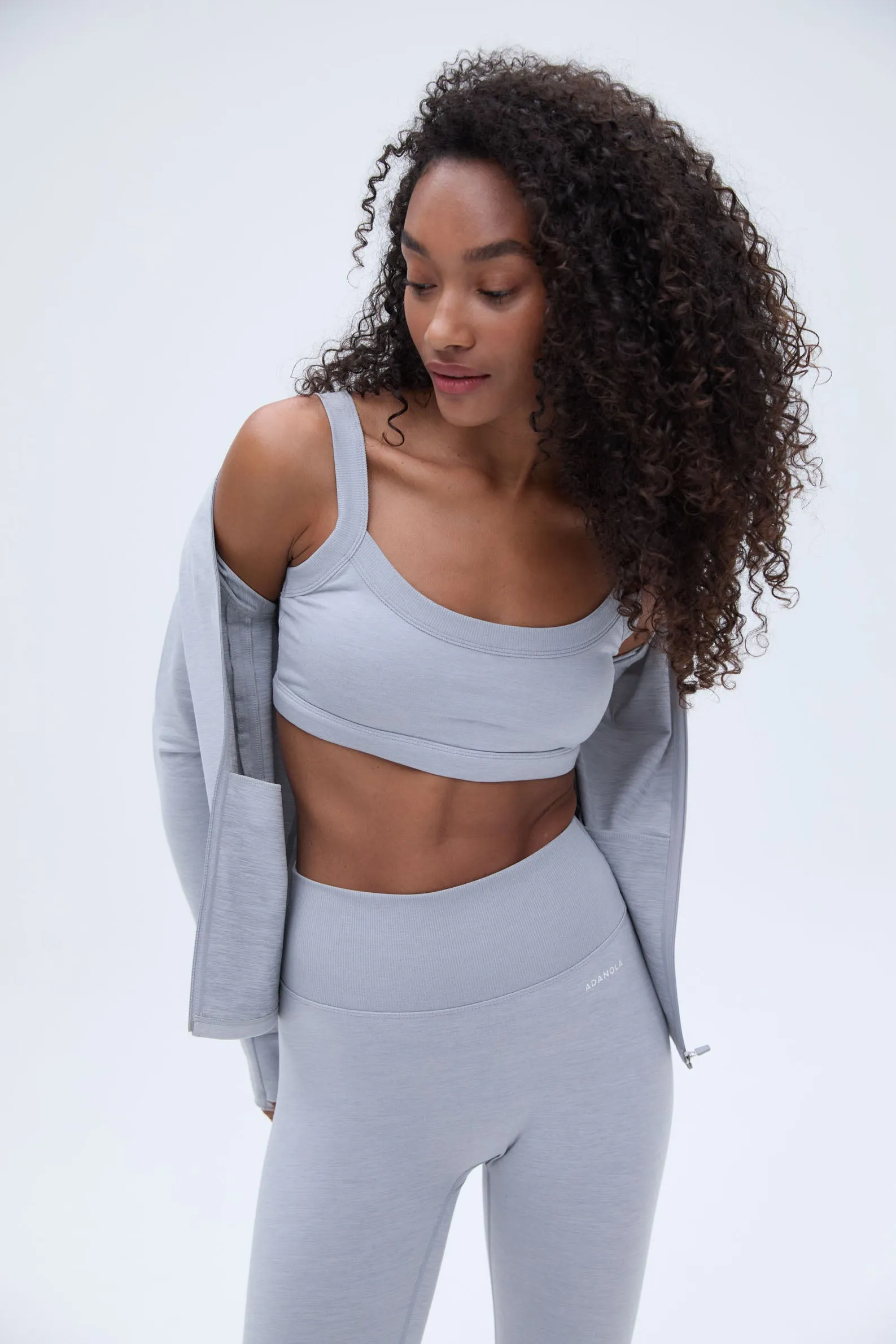 Brushed Wide Binding Bra - Light Grey Melange