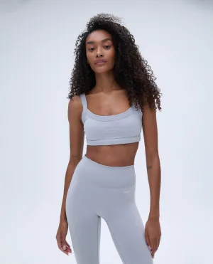 Brushed Wide Binding Bra - Light Grey Melange