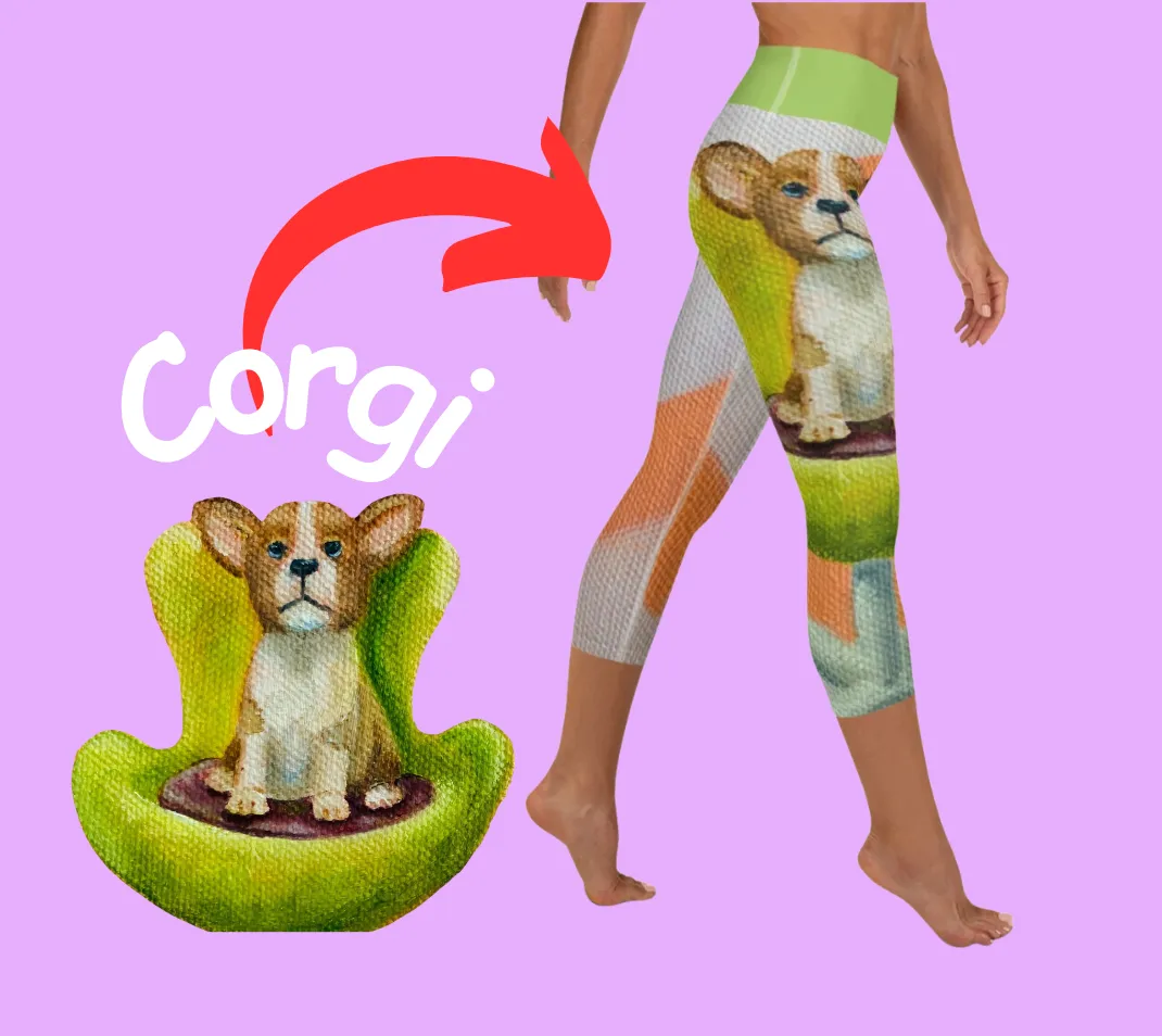 Capri Leggings with Corgi