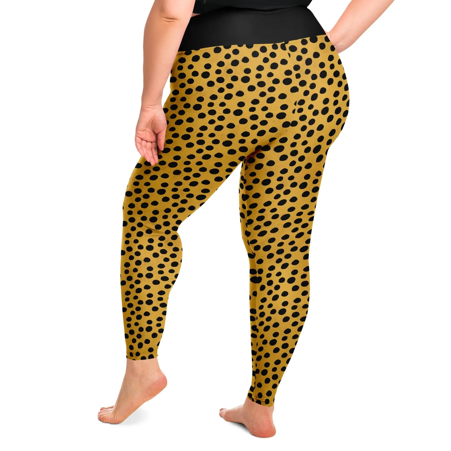 Cheetah Print Leggings Plus Size Yellow and Black Animal Print 2X Squat Proof- 6X