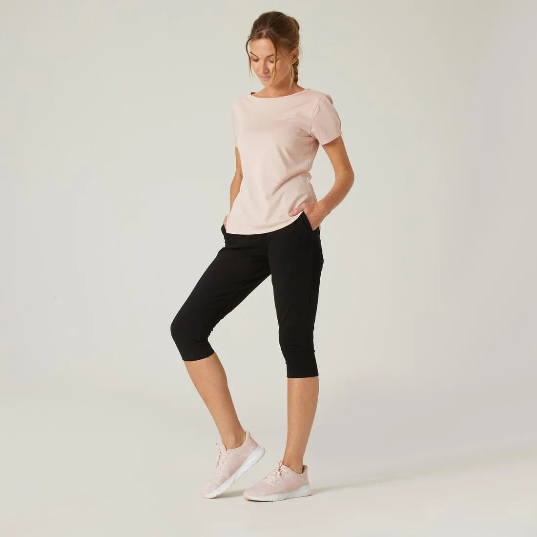 Corsaire à pinces Coton Fitness Fit  Coupe ajustée Noir
