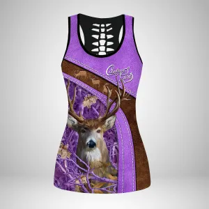 Country Girl Tank Top Pink Hunting Pattern 3D Back Hollow Tank Top 03