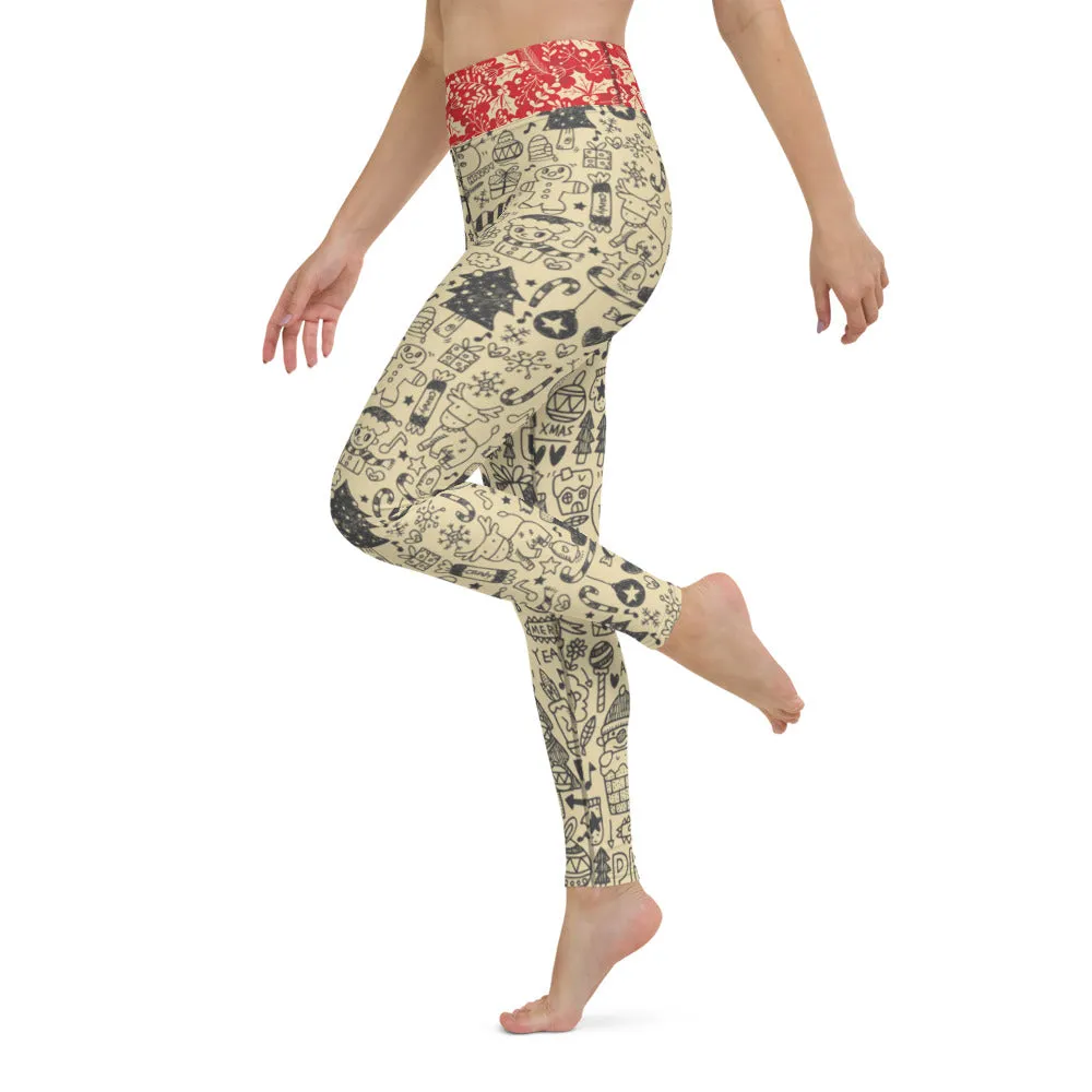Crazy-Ass Leggings - Christmas Doodles - Yoga Leggings