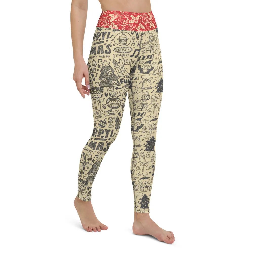 Crazy-Ass Leggings - Christmas Doodles - Yoga Leggings
