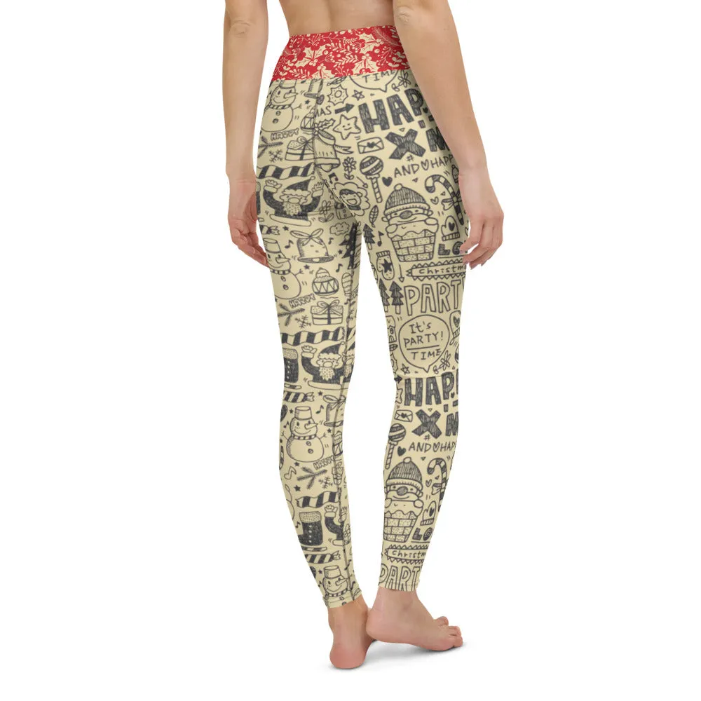 Crazy-Ass Leggings - Christmas Doodles - Yoga Leggings