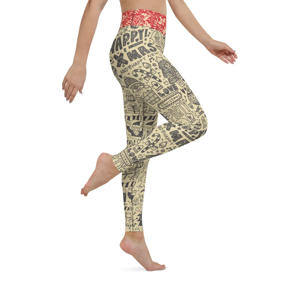 Crazy-Ass Leggings - Christmas Doodles - Yoga Leggings