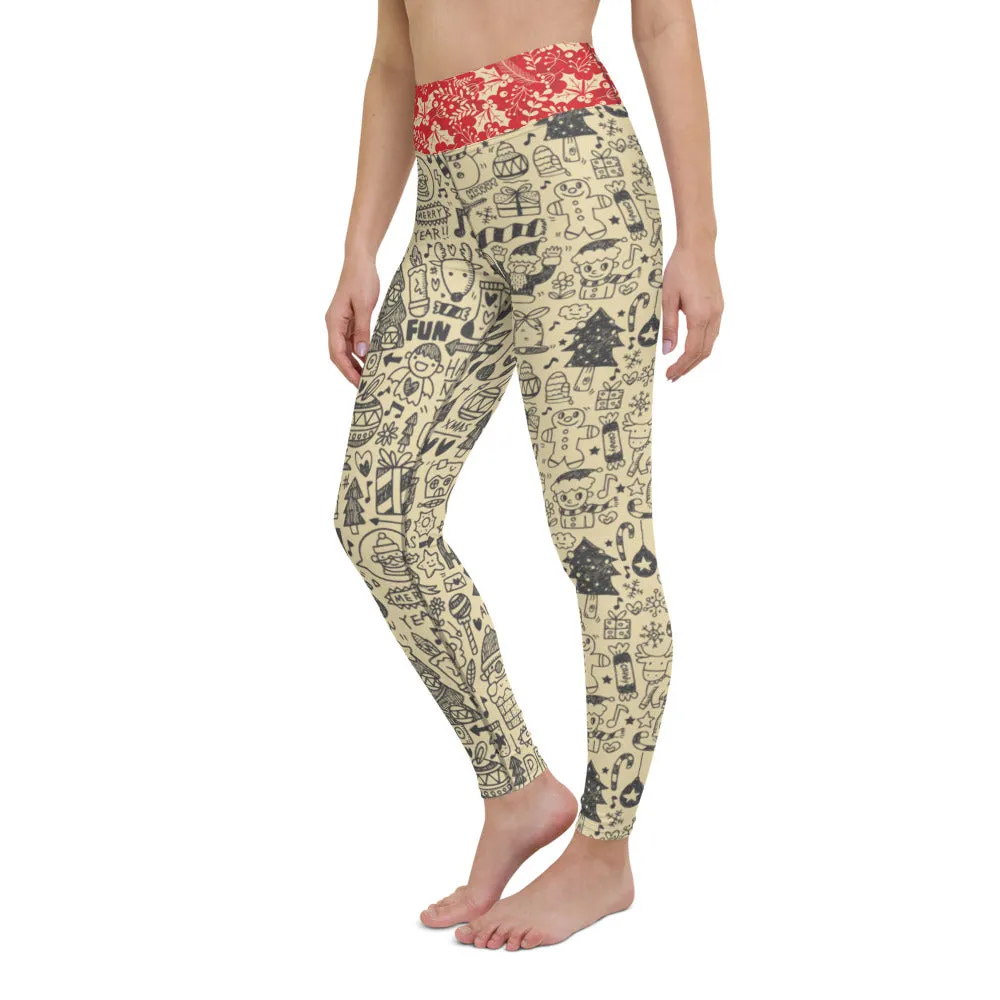 Crazy-Ass Leggings - Christmas Doodles - Yoga Leggings