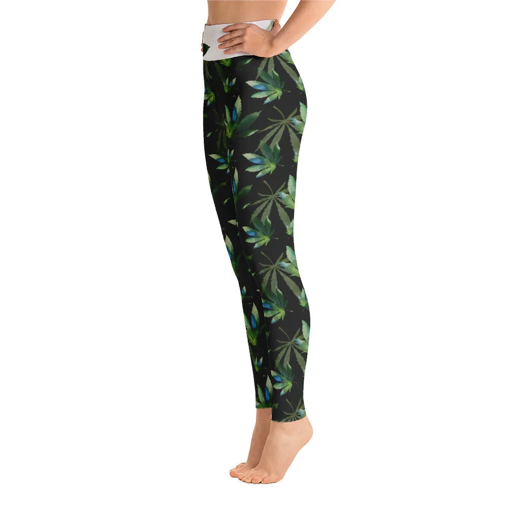 Crazy-Ass Leggings - Marijuana Leaves - Yoga Leggings