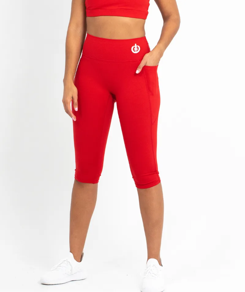 Cropped Pocket Legging | Red