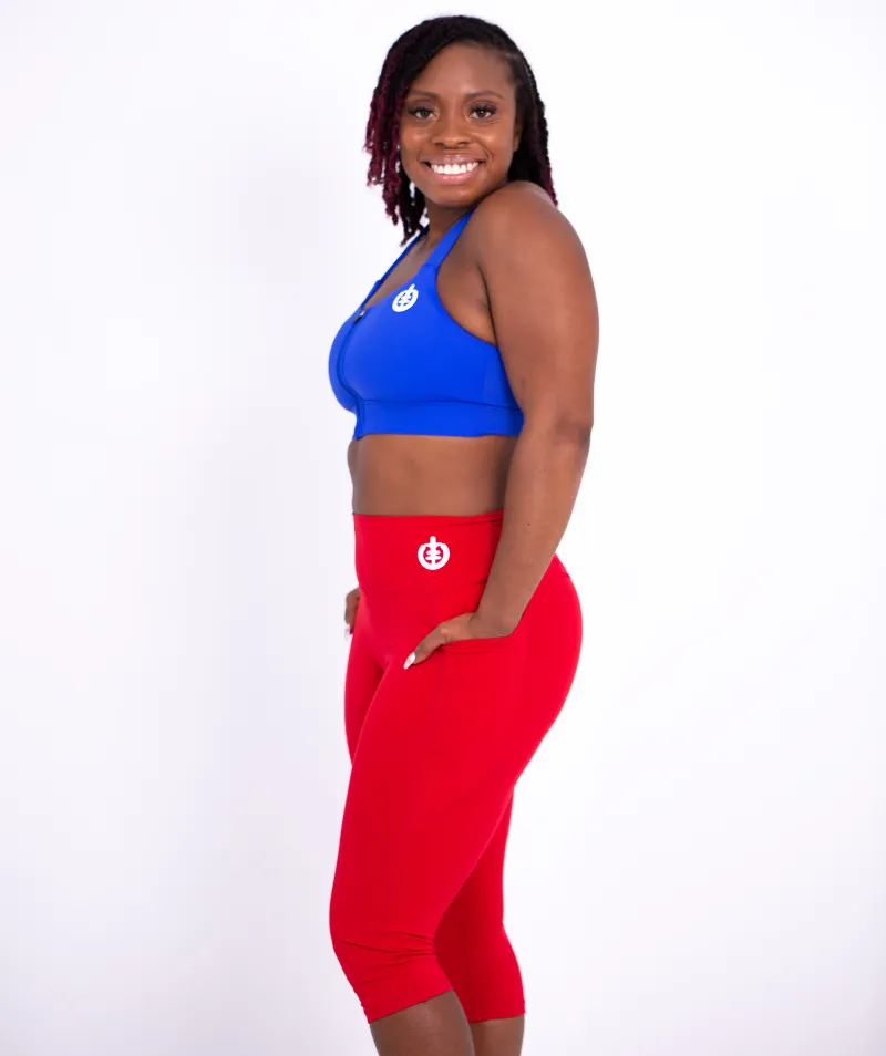 Cropped Pocket Legging | Red