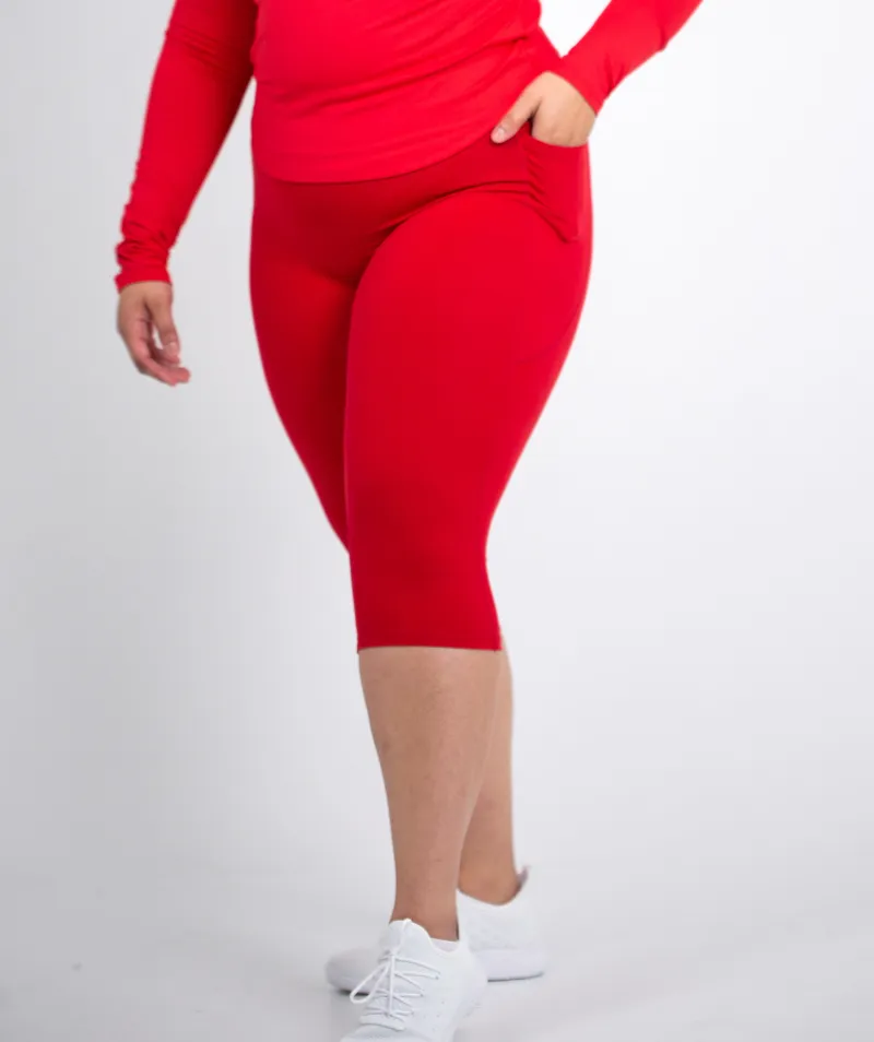 Cropped Pocket Legging | Red
