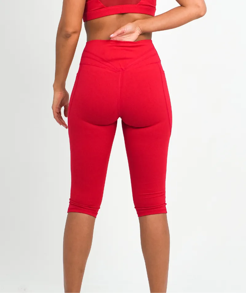 Cropped Pocket Legging | Red
