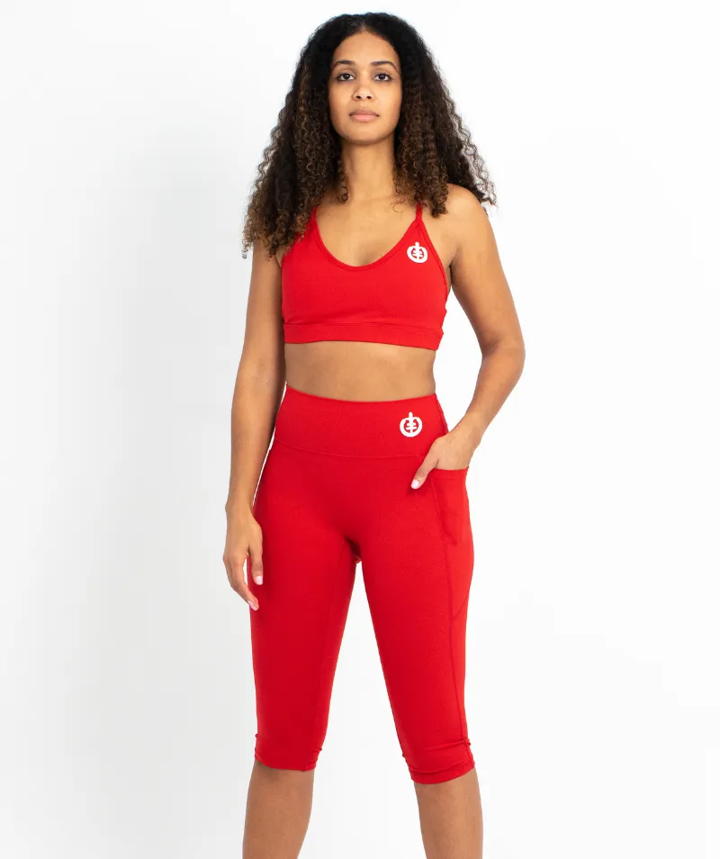 Cropped Pocket Legging | Red
