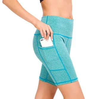 Custer's Night High Waist Out Pocket Yoga Short Tummy Control Workout Running 4 Way Stretch Yoga Leggings (ArmyGreen, S)