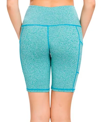 Custer's Night High Waist Out Pocket Yoga Short Tummy Control Workout Running 4 Way Stretch Yoga Leggings (ArmyGreen, S)
