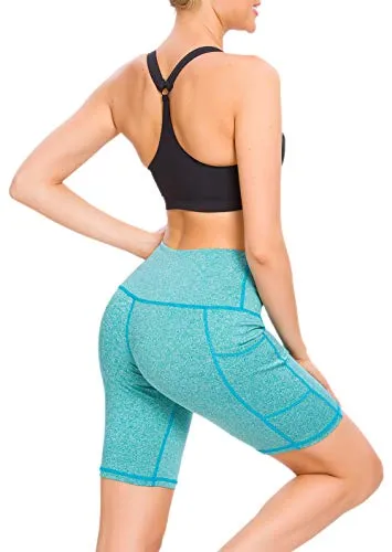 Custer's Night High Waist Out Pocket Yoga Short Tummy Control Workout Running 4 Way Stretch Yoga Leggings (ArmyGreen, S)