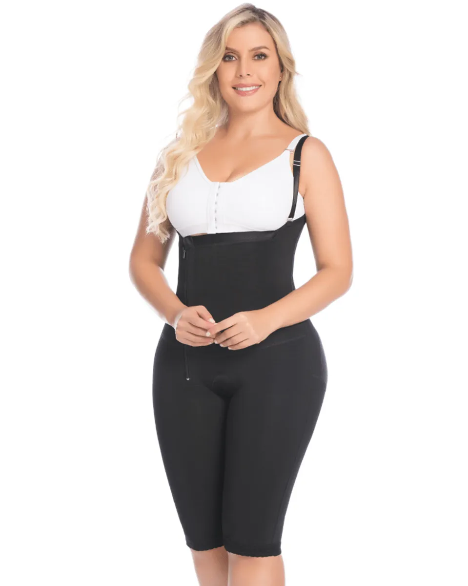 Delie Fajas Zippered Knee-Length Lipo Reducing Girdle with Butt Lifter