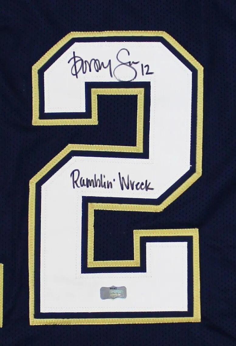 Dorsey Levens Signed Georgia Tech Custom Navy Jersey with "Rambling Wreck" Insc