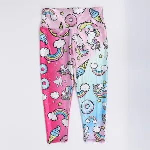 FCCEXIO New Style Fashion Elastic Force Fitness Women Leggings Workout Pants Sporting Skinny Leggings Rainbow Unicorn Leggins