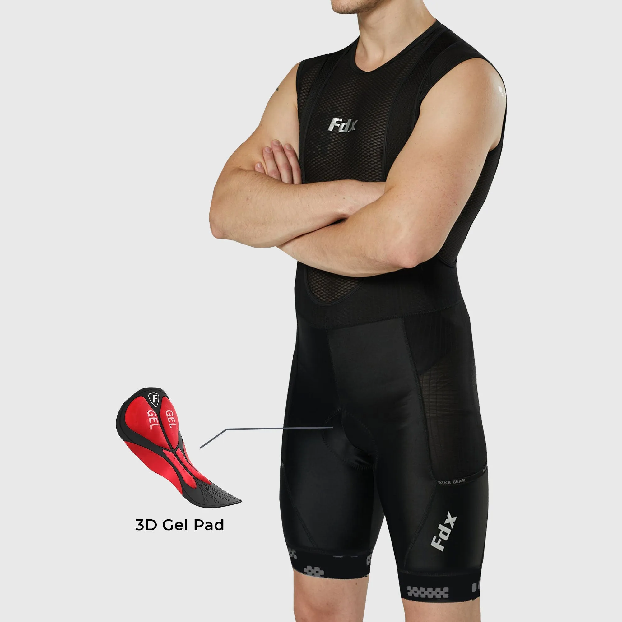 Fdx All Day Black Men's & Boy's Gel Padded Summer Cycling Cargo Bib Shorts