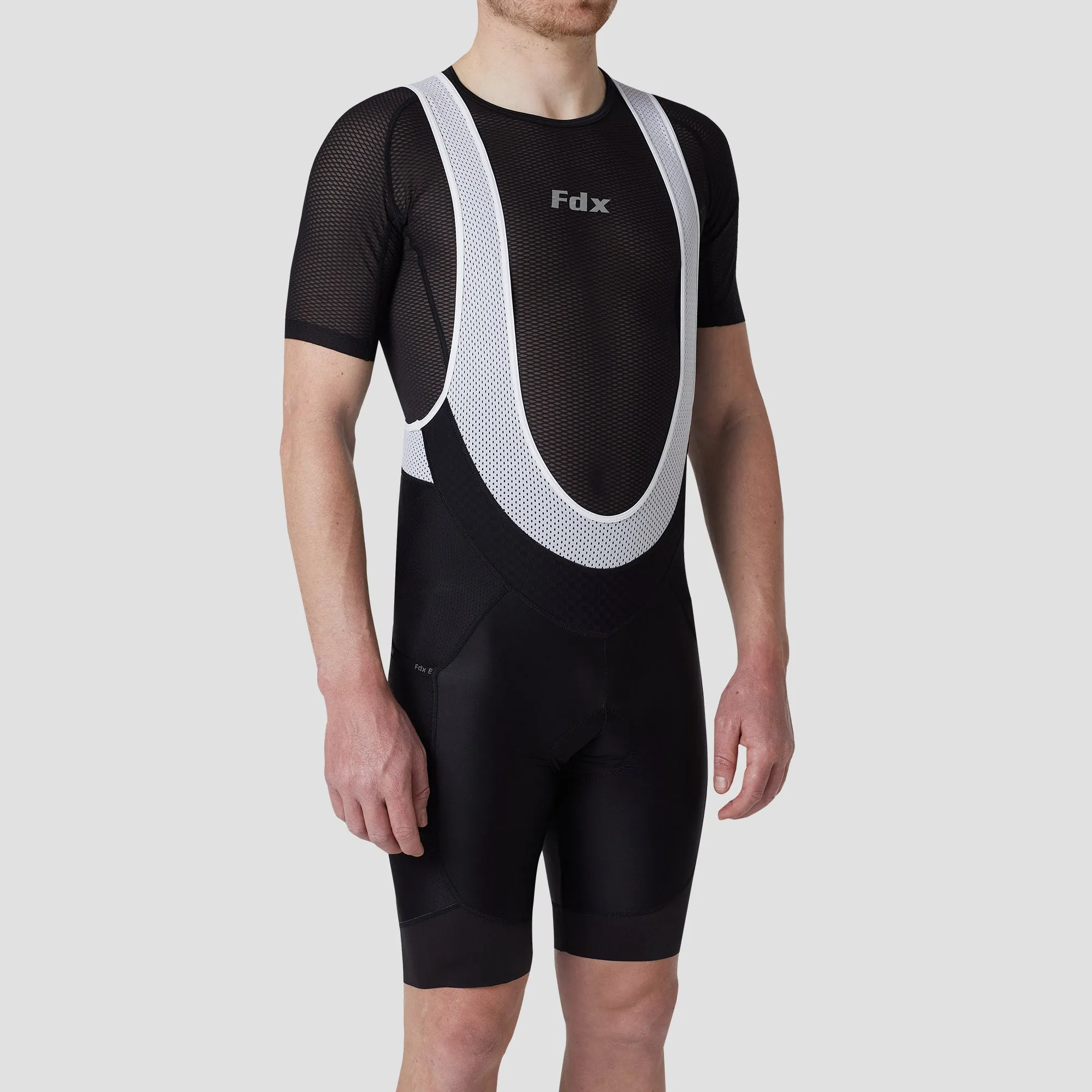 Fdx Men's & Boy's Set Essential Black Short Sleeve Summer Cycling Jersey & Cargo Bib Shorts