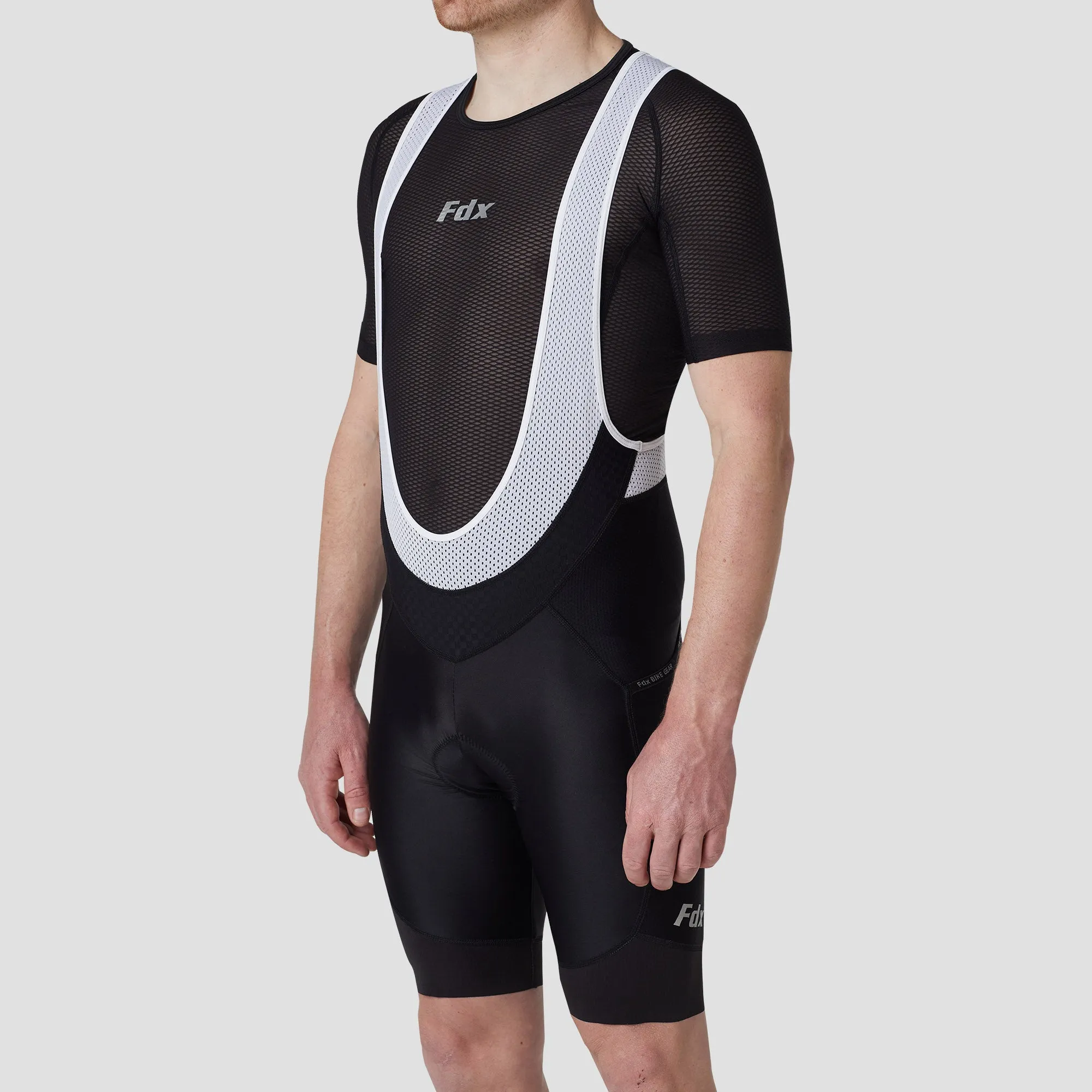 Fdx Men's & Boy's Set Essential Black Short Sleeve Summer Cycling Jersey & Cargo Bib Shorts