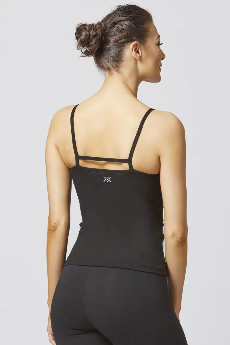 Flattering Fitted Double Strap Gym Vest Black